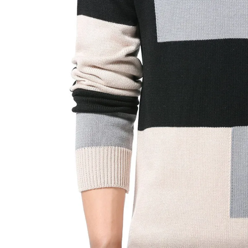 

New Autumn Sweaters Pullovers Men Long Sleeve Knitted Sweater High Quality Winter Homme Warm Black gray white jacquard sweaters