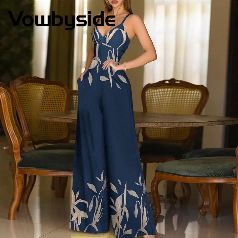 

Floral Print Wide Leg Casual Jumpsuit