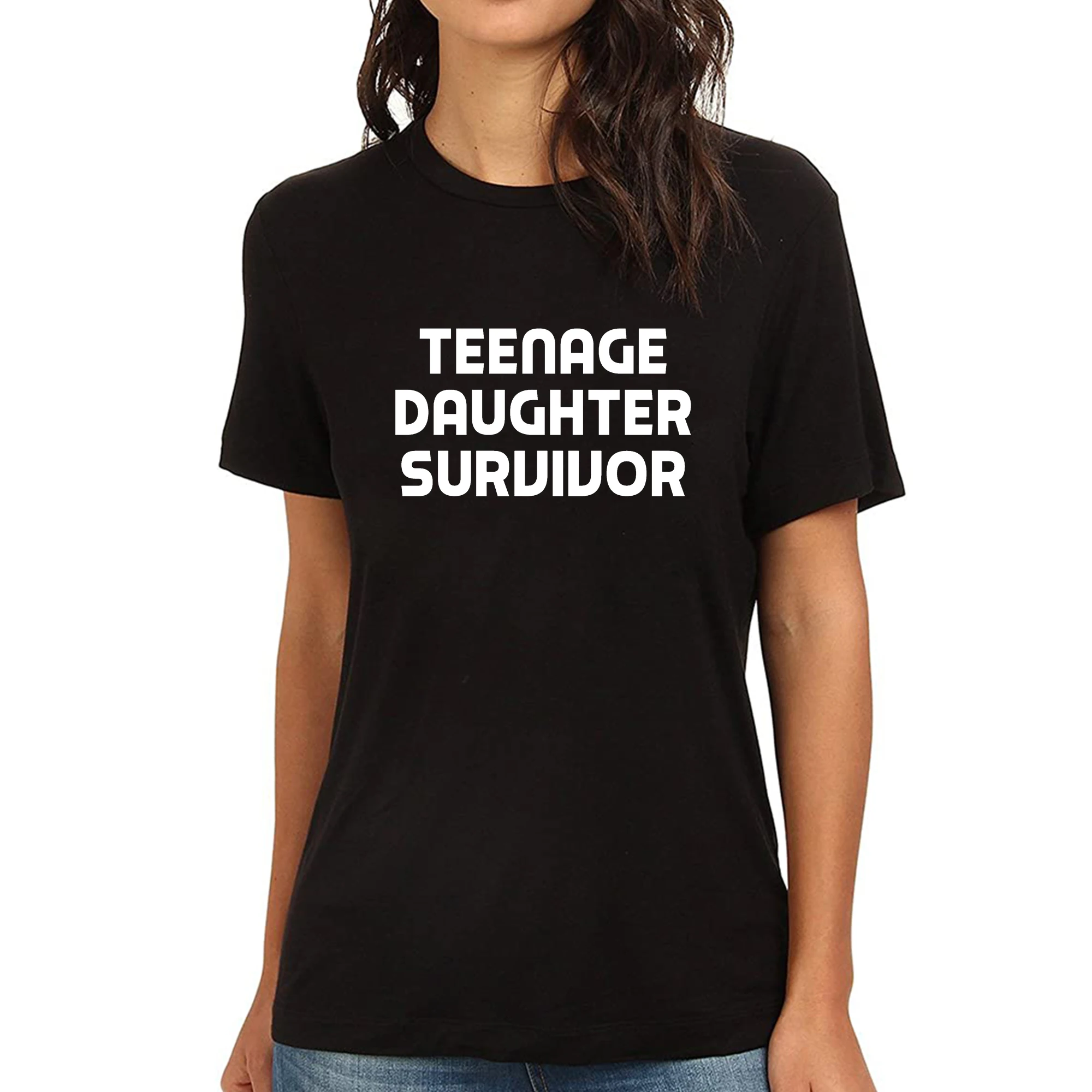 

Lyprerazy Women's TEENAGE DAUGHTER SURVIVOR Funny Printed T-Shirt