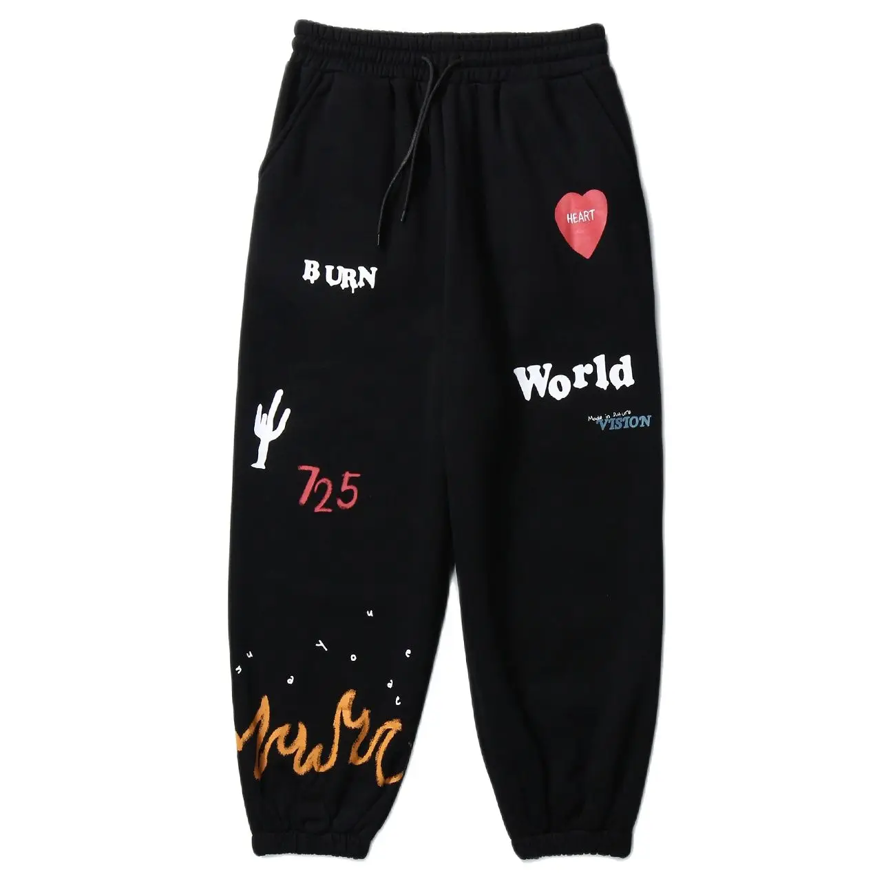 Уличная мужские брюки в стиле хип-хоп граффити огонь Для мужчин 2020 Harajuku свободный