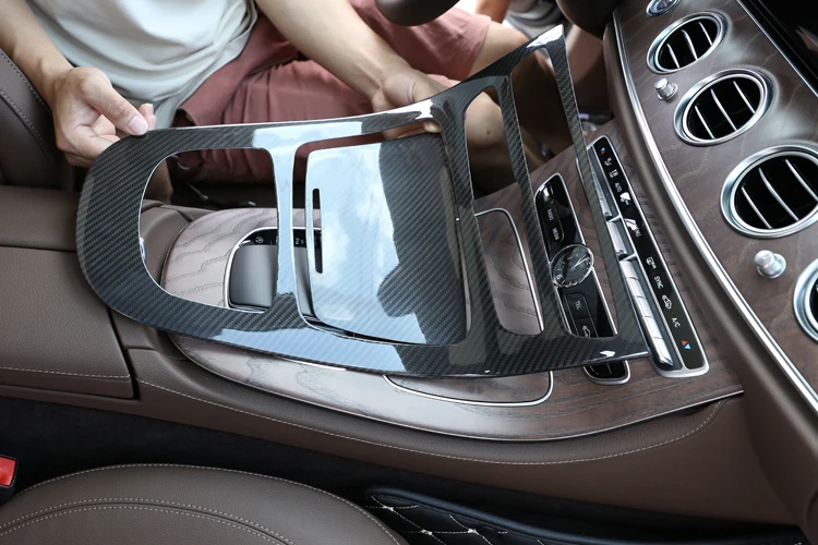 2 шт., настоящее углеродное волокно для Mercedes benz E Class W213, автомобильная центральная консоль, накладка, автомобильные аксессуары