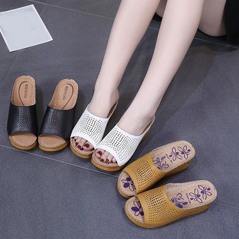 

Women Slippers Summer Hollow Slippers Increases Rome Cool Sandals Wedges Shoes Outdoor Breathable Casual Couple Beach Sandal