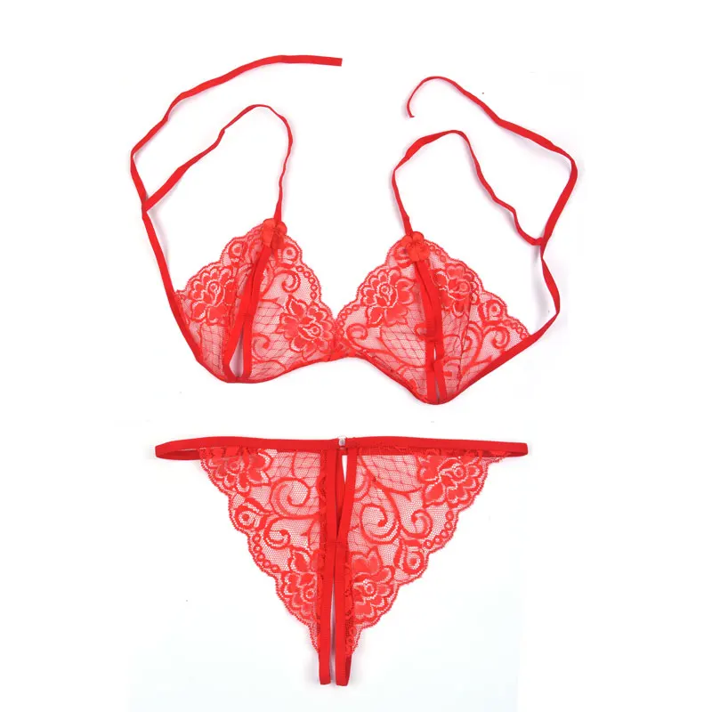 4 шт., сексуальное нижнее белье, эротический комплект, женский кружевной бюстгальтер+ подвязка, трусики+ чулки, сексуальное нижнее белье, ночная сорочка - Цвет: 2 pcs red