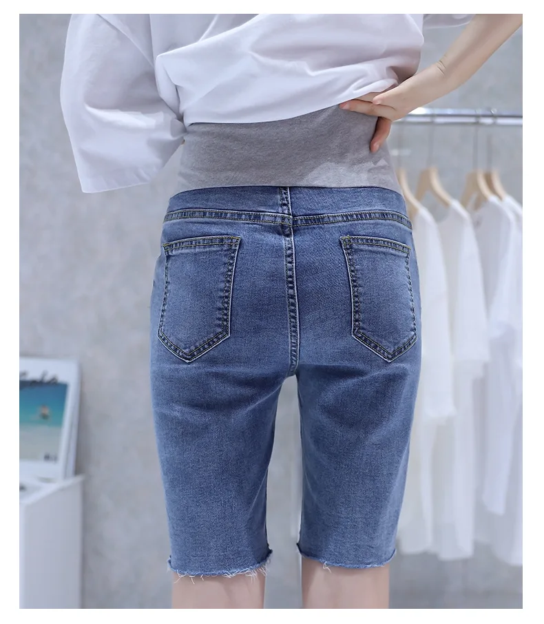

Pregnant women's denim pants for summer wear thin fashion casual tight-fitting stretch pants for belly lifting during pregnancy