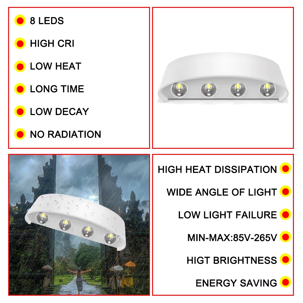 

LED Outdoor Wall Lamps Waterproof Aluminum Wall Lights Porch Garden Corridor Wall Sconce Indoor Wall Light Wall Led For Home