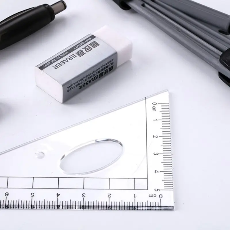 8 шт./компл. Портативный Прецизионный транспортир рисунок треугольник ластик