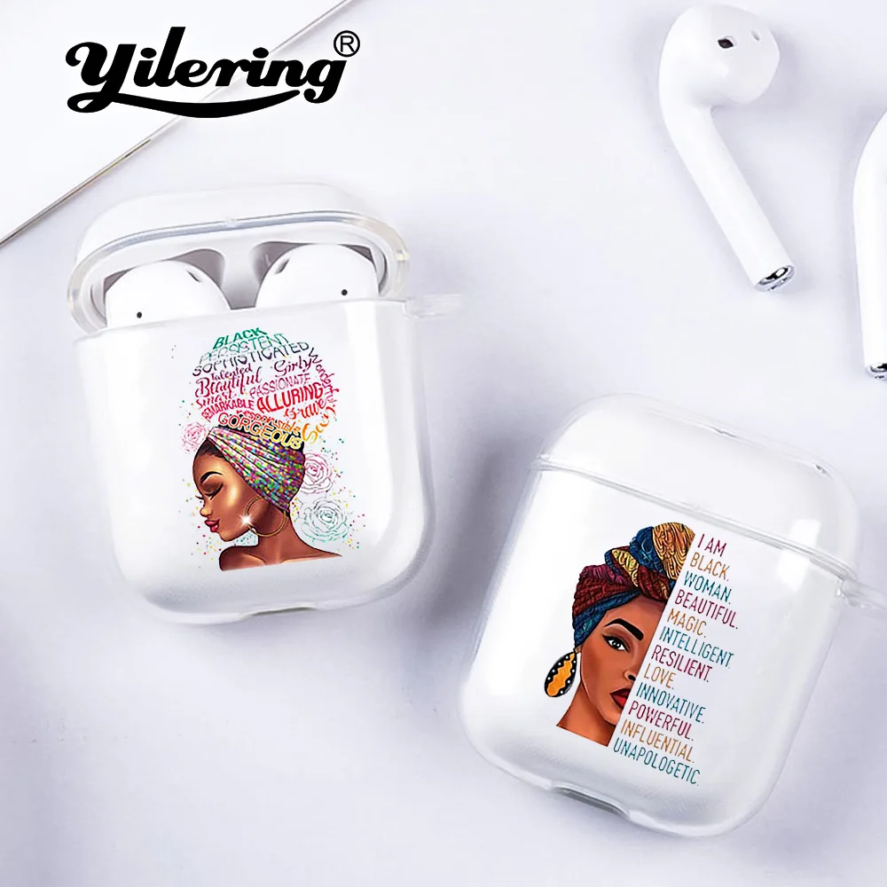 

African black girl Magic Case For Apple Airpods 1 2 Protective Bluetooth compatible Earphone Cover For Air Pods 2 1 Box Case