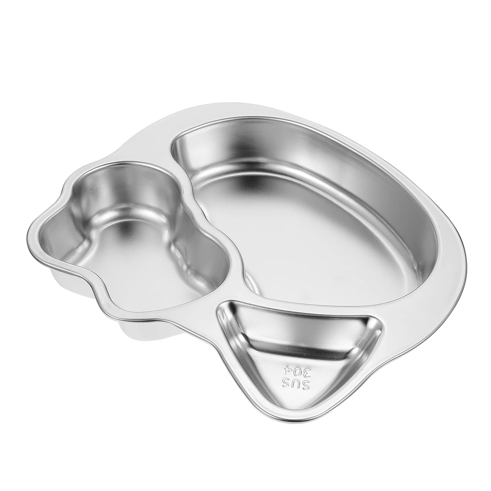 

1pc 304 Stainless Steel Kids Dinner Plate Food Plate Household Food Plate