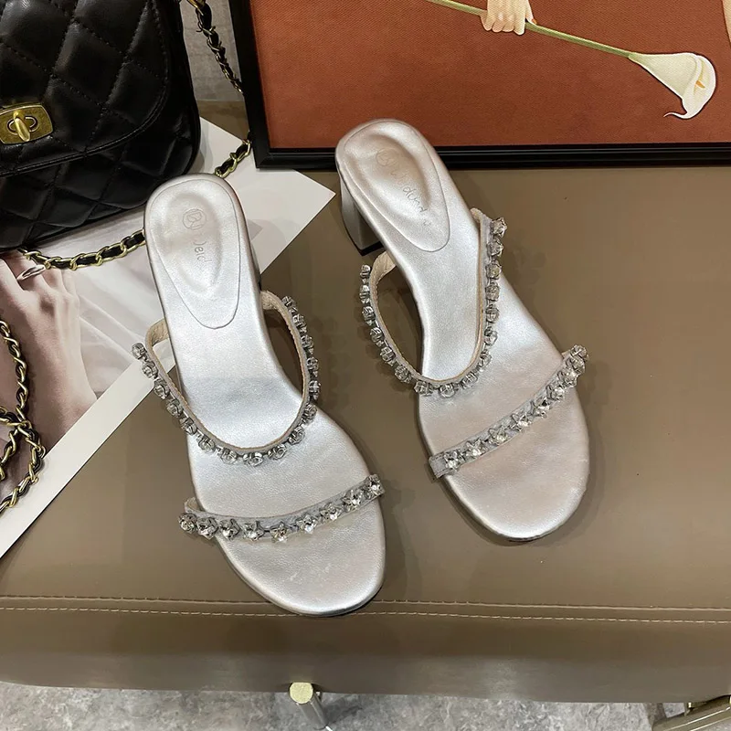 

Slippers Women Summer Luxury Slides Shoes Jelly Flip Flops Female Tap Pantofle Heeled Mules Designer Glitter Soft Hawaiian 2021