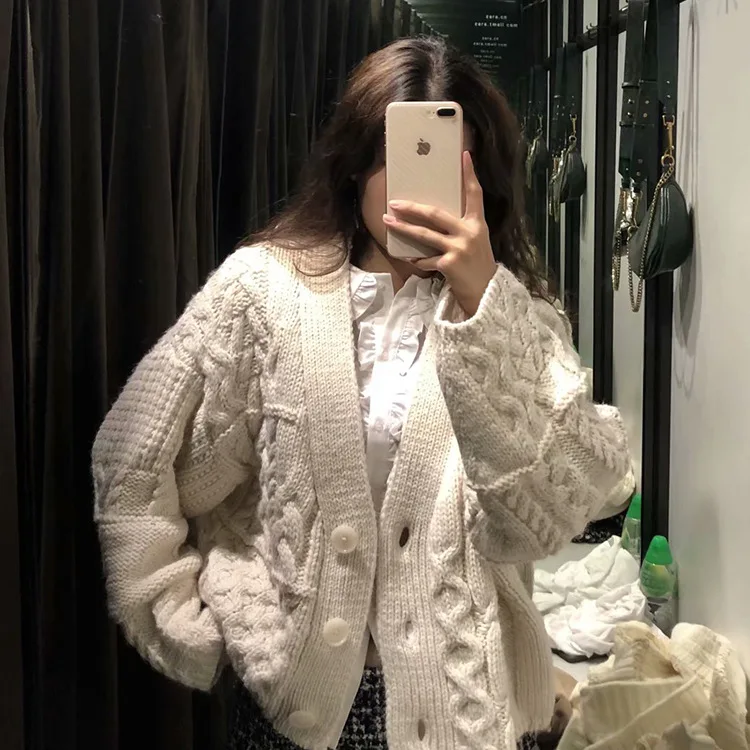 Весенние кардиганы с v-образным вырезом, открытая стежка, свободная куртка, одежда для женщин, вязаное пальто, свитера, мода, для женщин, Sueter Mujer Invierno Full