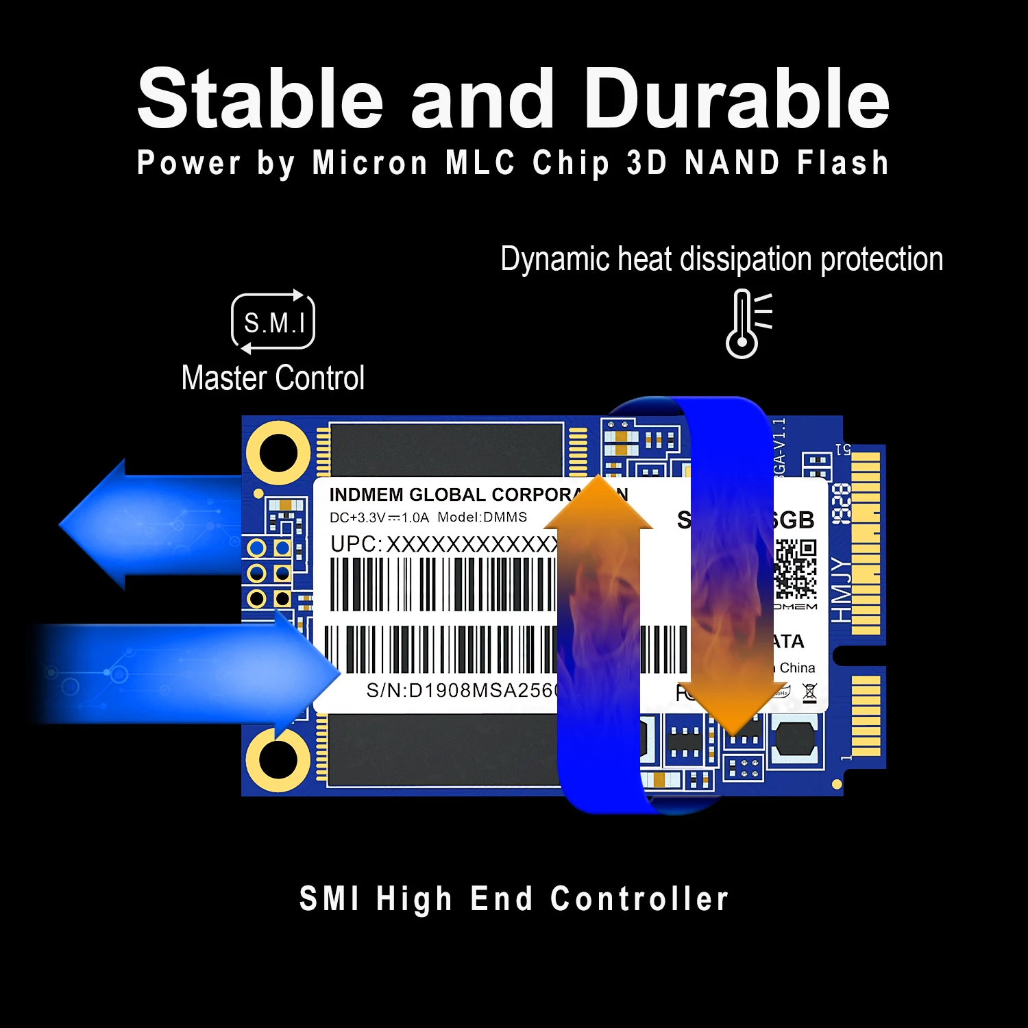 INDMEM SSD mSATA 32 Гб 64 128 ГБ 256 3D NAND Flash MLC чип SMI Master Control совместим со всеми устройствами