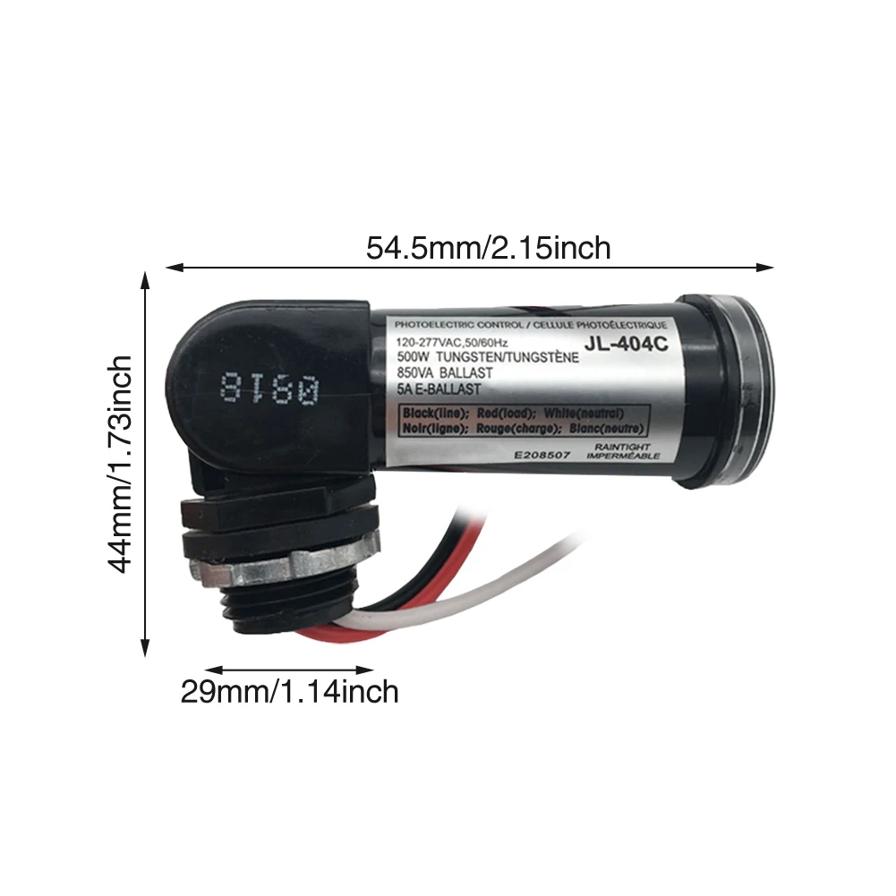 

2pcs Photocell Sensor Switch Lighting Control UL Listed 50Hz 60Hz Practical Outdoor LED Light Hardwired Dusk To Dawn Accessories