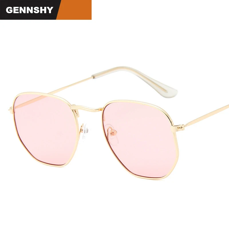 

Новейшие модные маленькие многоугольные солнцезащитные очки, зеркальные линзы, женские очки Anomally Metal, Золотая оправа, желтые пляжные очки д...