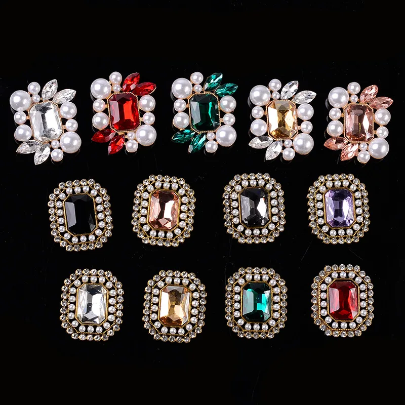 

2 Pcs/Lot Pearl Acrylic crystal material Alloy Square For Headwear Shoes Bag Clothing Material Accessories Wedding Decoration