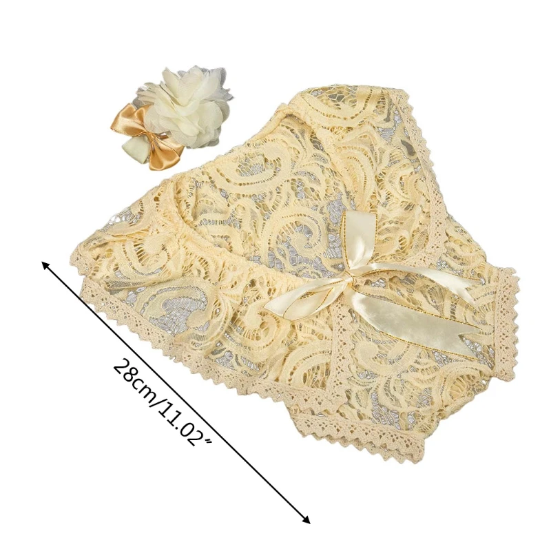 

2 Pcs/Set 0-1Month Newborn Photography Props Baby Headband Lace Romper Bodysuits