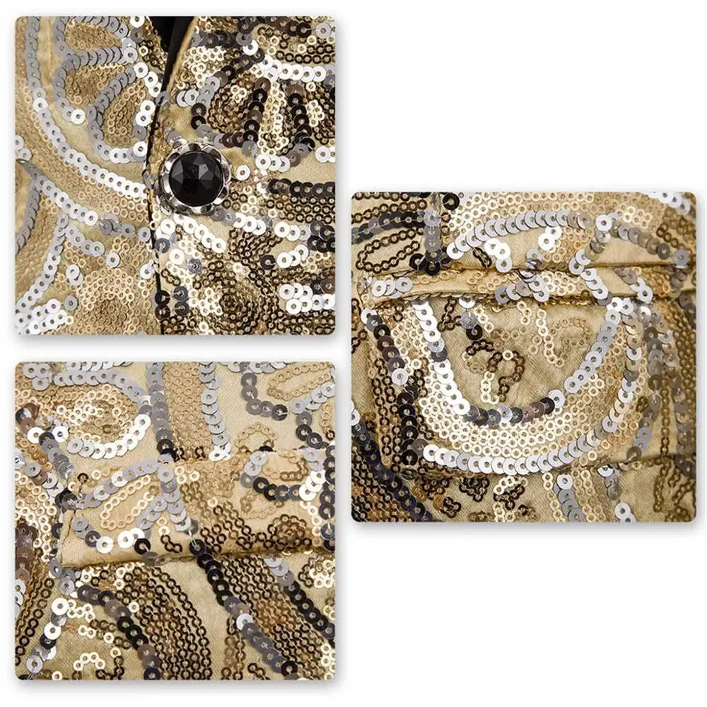 Мужской Блейзер однобортный костюм мужской золотого и серебряного цвета блейзер