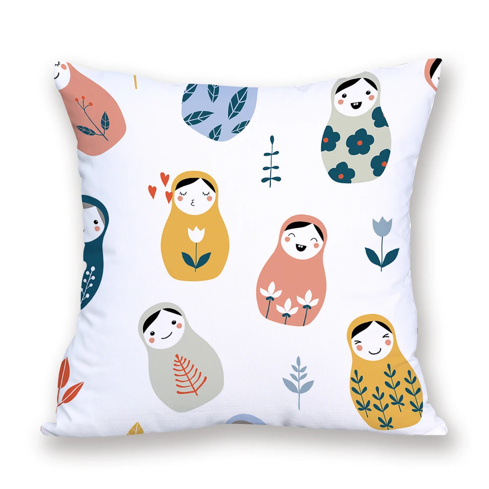 Подушка в китайском стиле синяя и белая фарфоровая печатная на заказ