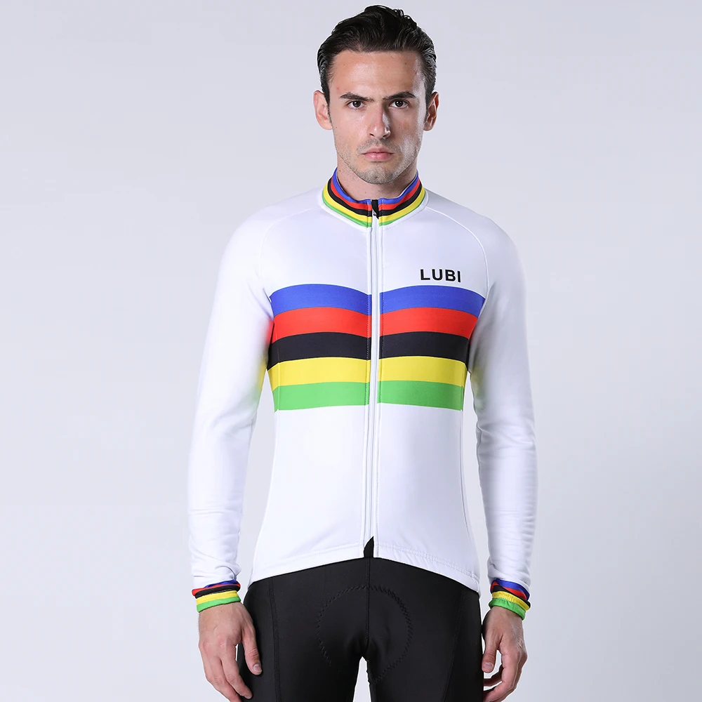 Мужская Зимняя Теплая Флисовая веломайка LUBI с длинным рукавом одежда для