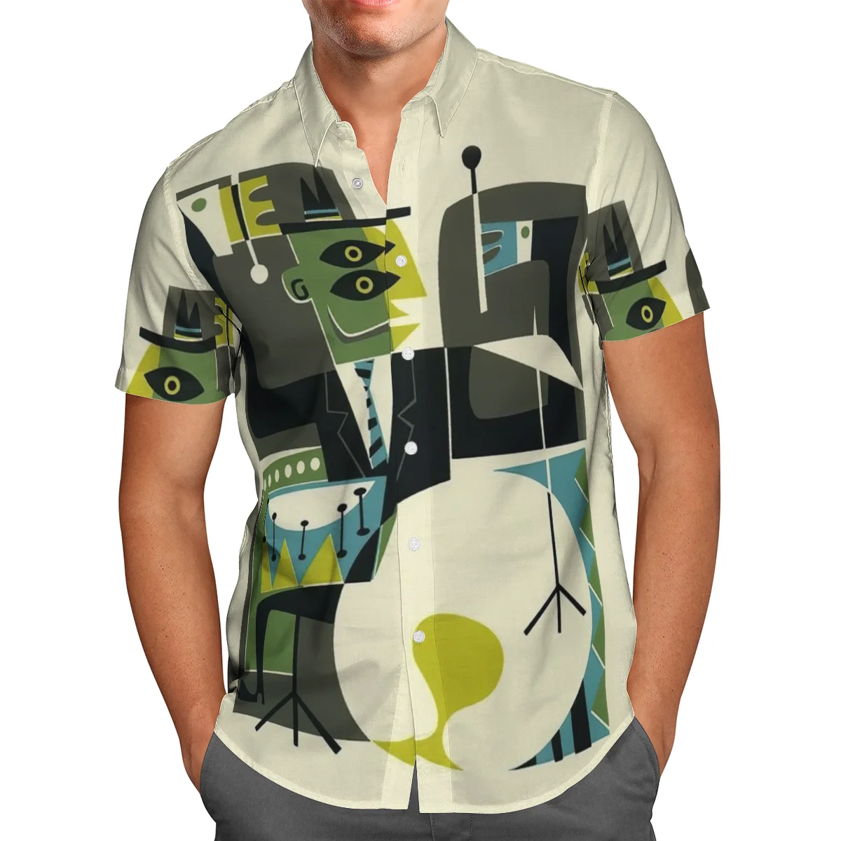 

Jazz Music 3D Beach Hawaiian 2021 Summer Shirt Short Sleeve Shirt Streetwear Oversized Breathable Camisa Social Chemise Homme-32