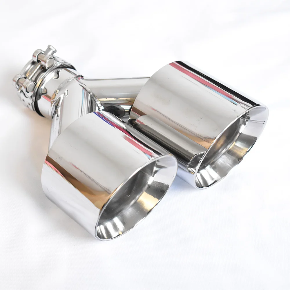 ID 2.50 Inch OD 3.50 Inch Universal Left Side Stainless Steel Car Exhaust Tip Muffler Dual Tips For F10 F30