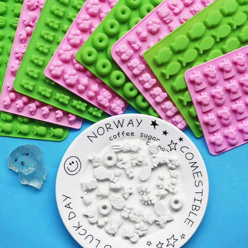 

New Arrival Cute Mini Pig Fish Bear Animal Silicone Chocolate Mould Fondant Mold DIY Fudge Ice Mold Fruit Shape Baking Tool 9688