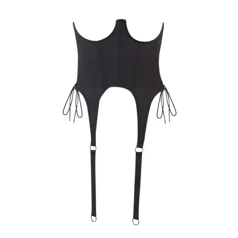 

AltGirl Dark Gothic Black Corset Women Harajuku Streetwear Bandage Hollow Out Beauty Wide Belt Mall Goth Emo Alternative Corset