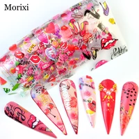 morixi nail art sticker 10pcs hot transfer nail foil ultra thin flower plant butterfly starry geometric figure nail decals fw072