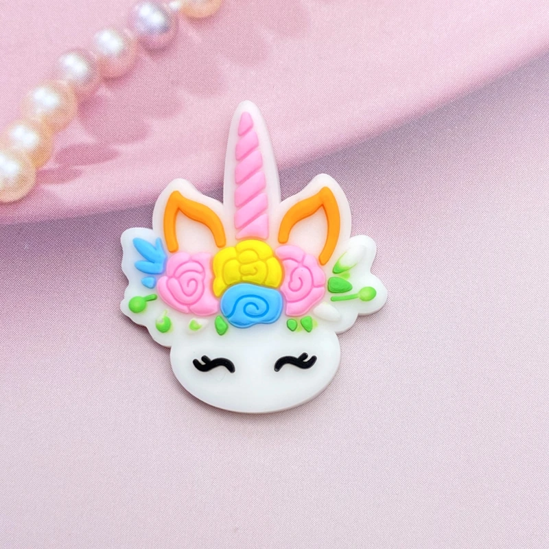 

12pcs Cute Mini Unicorn head PVC flexible glue Flat back DIY Scrapbook Embellishment Phone Craft Decoration E98