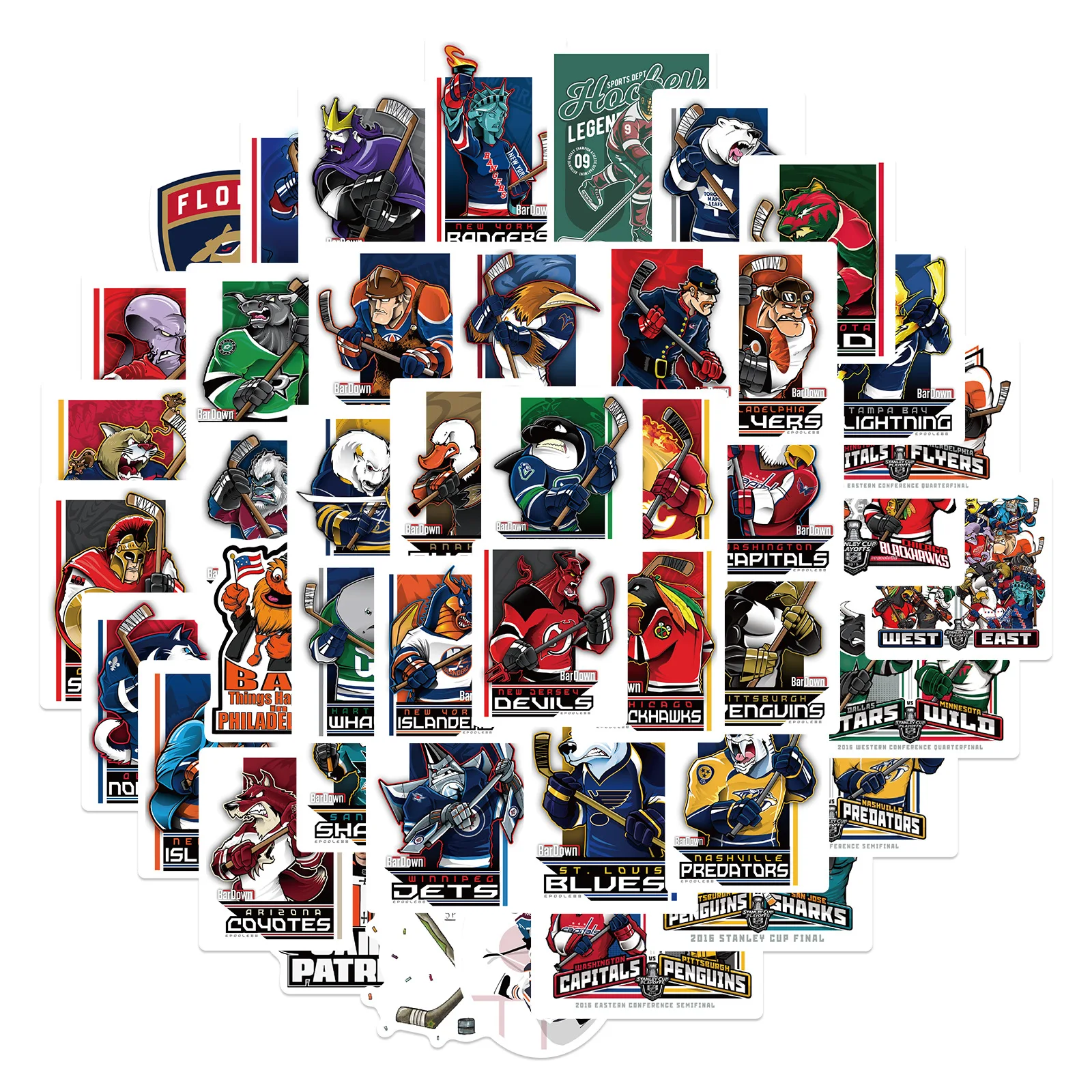 

10/30/50pcs Ice Hockey Sports Cartoon Sticker Ball Team Mascot Logo Stickers Kids Toys Diy Helmet Laptop Decal Decor Stickers