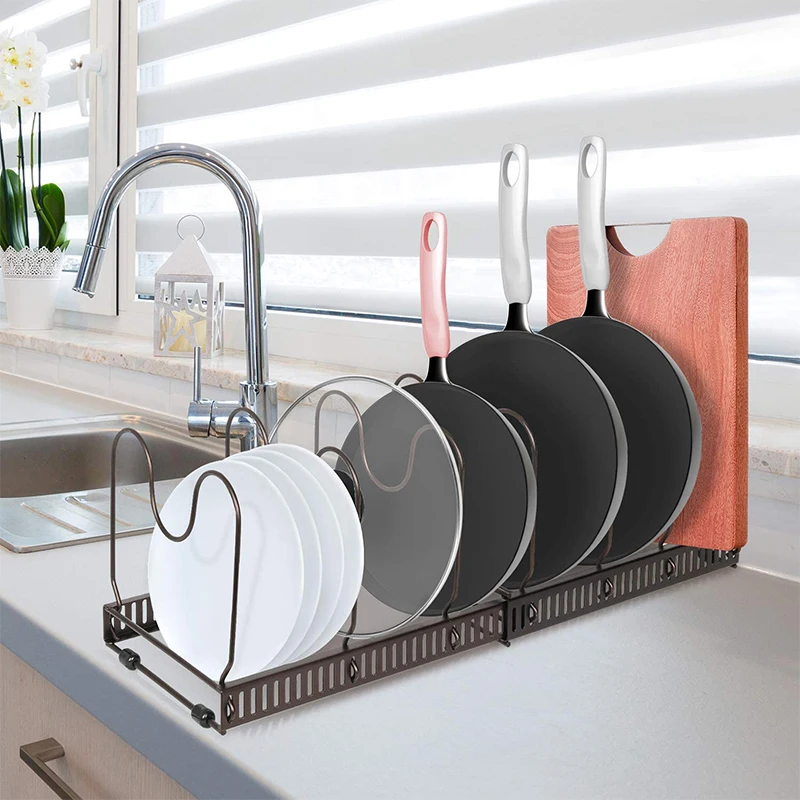 

Metal Pan Shelf Multi-layer Adjustable Pot Rack Kitchen Organizer Rack Dish Home Supplies Kitchen Accessories