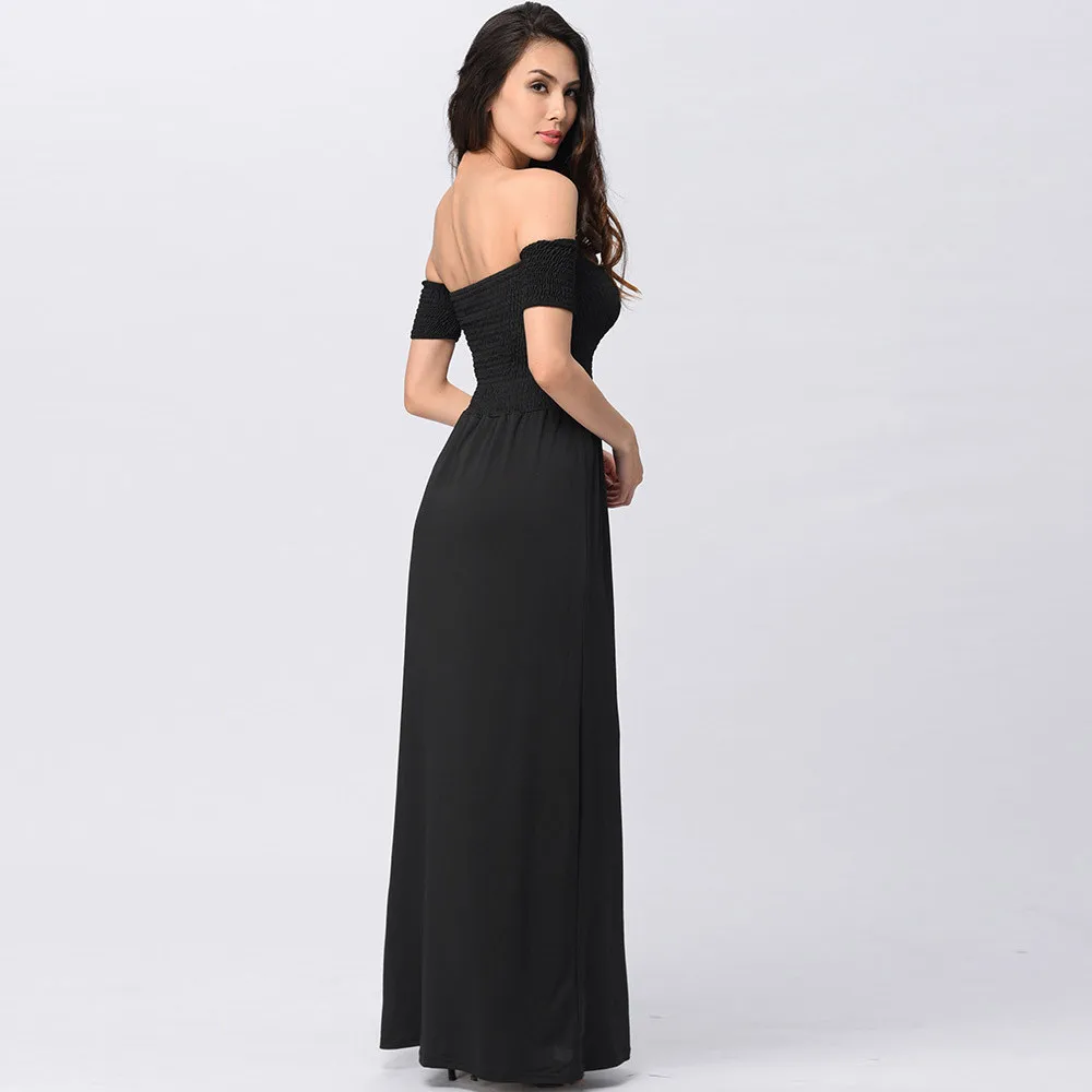 Женское летнее платье с открытыми плечами Пляжное праздничное вечернее длинное