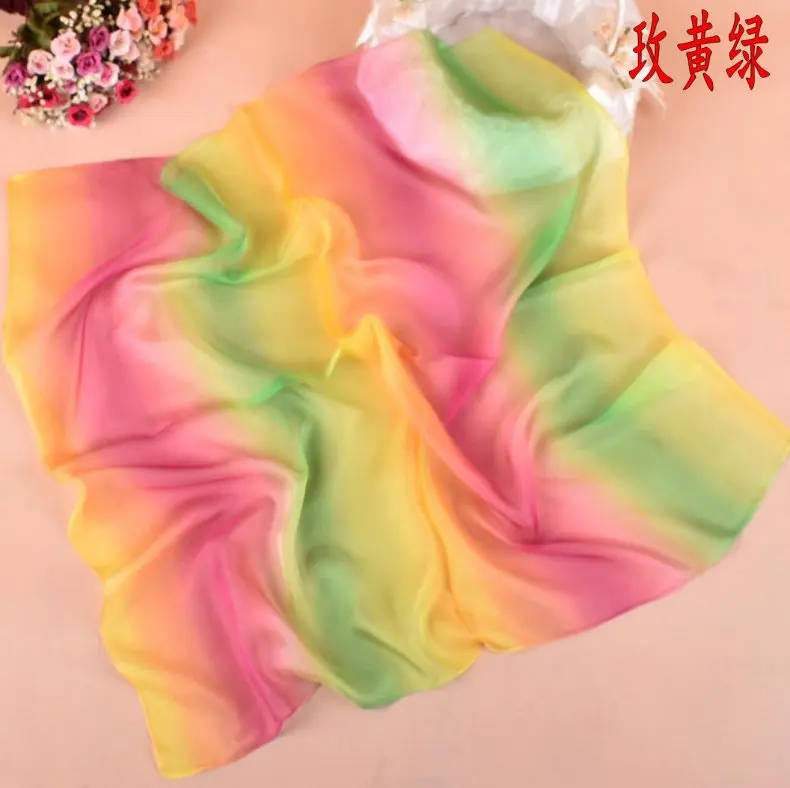 Весенняя двухцветная шелковая сатиновая квадратная лента для волос хиджаб