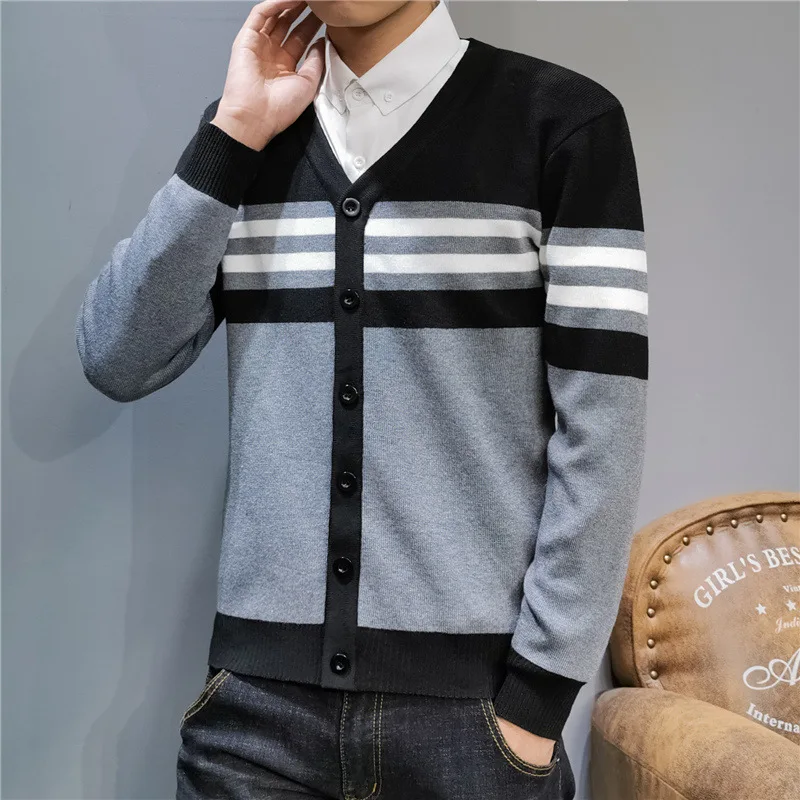 Свитер мужской кардиган пальто корейский стиль тренд 2019 новый верхняя одежда