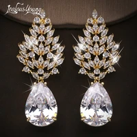new luxury fashion pear cut cubic zirconia drop earrings for women anniversary dress party bridal earrings