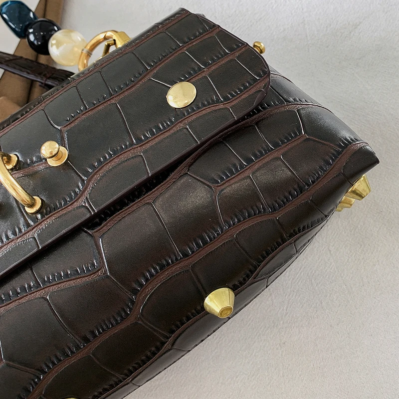 

Retro Alligator Pattern Small Shoulder Bag PU Leather Crossbody Bags For Women 2021 Acrylic Chain Handbags Flap Bag High Quality