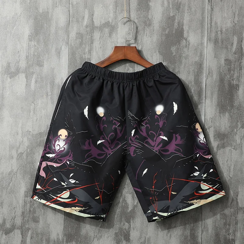 

Japan Style Crane Print Kimono Shorts Harajuku Men Summer Asian Streetwear Kimono Trousers Traditional Japanese Clothes FF3202