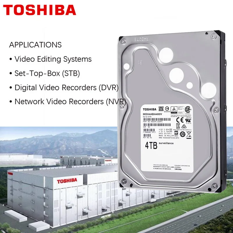 TOSHIBA 4TB Video Surveillance Hard Drive Disk DVR NVR CCTV Monitor HDD HD Internal SATA III 6Gb/s 5400RPM 128MB 3.5" harddisk images - 6