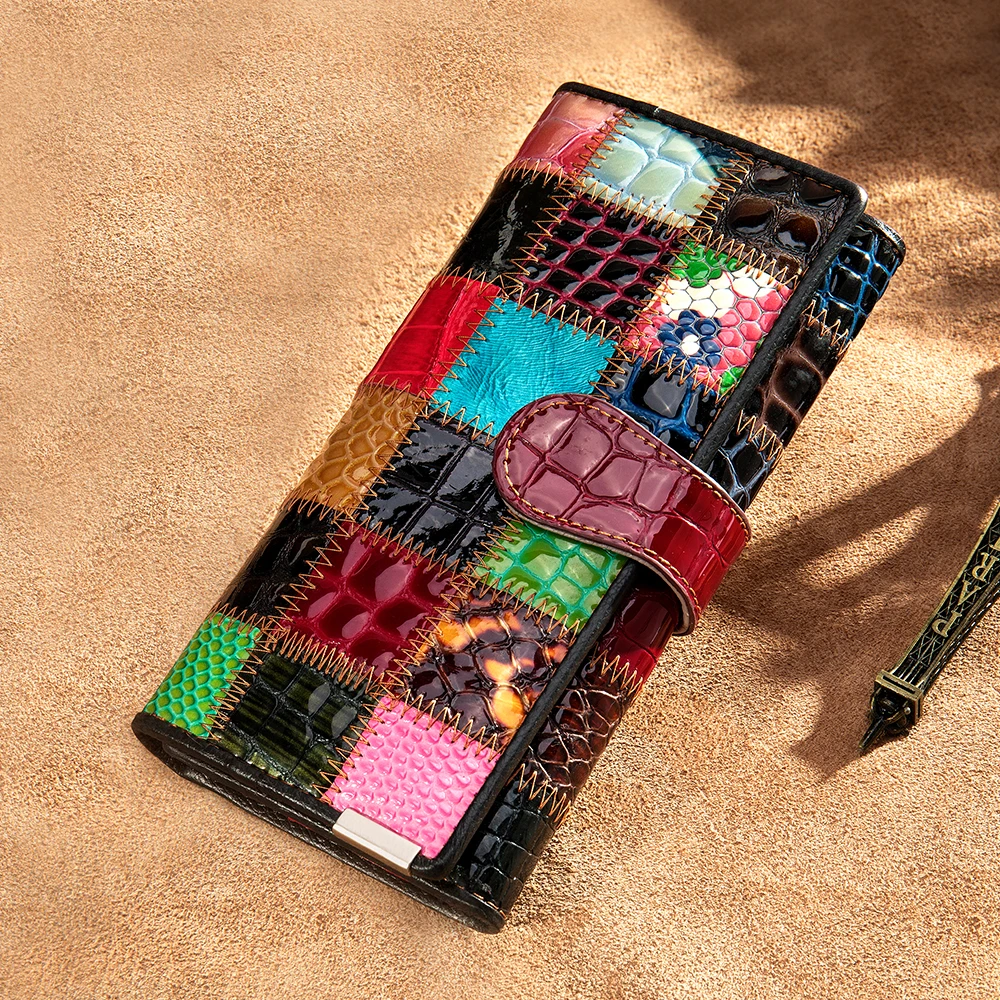 Длинный кошелек женский в стиле ретро Многофункциональный цветной клетчатый