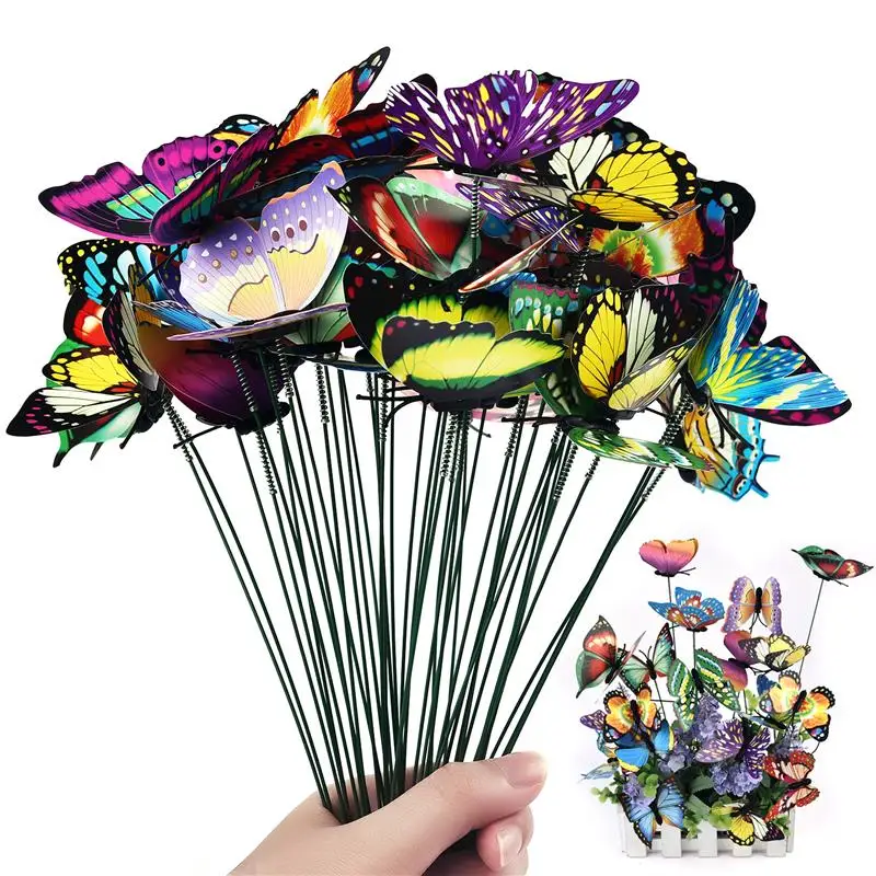 

24Pcs/set Butterflies Garden Yard Planter Colorful Whimsical Butterfly Stakes Decoracion Outdoor Decor Gardening Decoration