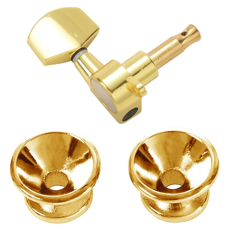 

2 X Acoustic Guitar Bass Strap Button Screw Lock Pins Pegs Pads Golden & 1Set Gold Sealed Guitar String Tuning Pegs