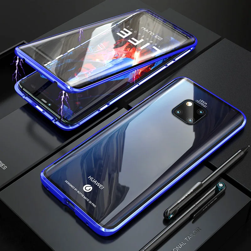 Передний и задний стеклянный Магнитный чехол для huawei mate 20 Pro, чехол 360, прозрачный жесткий чехол для huawei mate 20Pro, чехол mate 20Pro