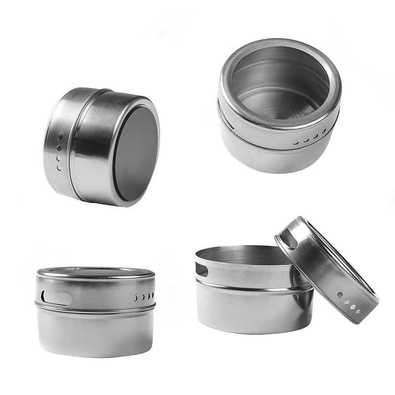 Горячая продажа Магнитные Банки для специй из нержавеющей стали Набор банок с