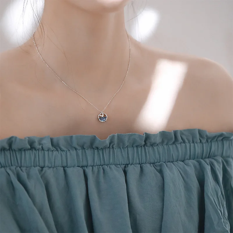 

S925 silver Mermaid tears necklace, female niche design, mermaid foam clavicle chain student little fresh Necklace
