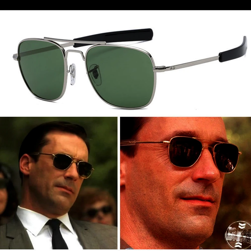 

CLARA VIDA Polaried Squared Metal American Pilot Style Men Women Myopia Shortsighted Sunglasses-1.0 -1.5 -2.0 To -6.0