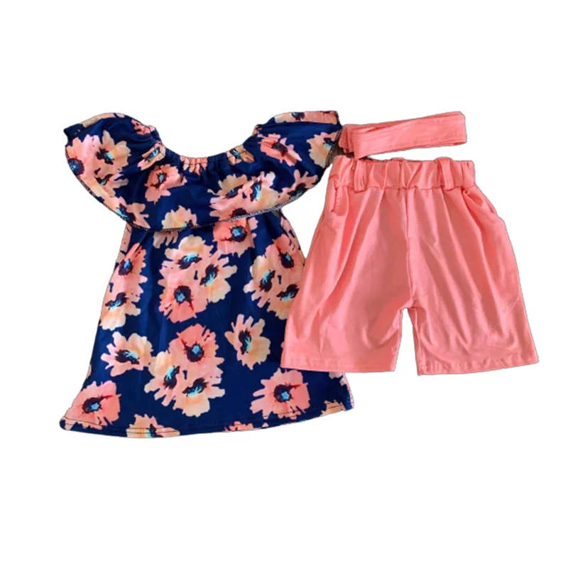 Весенне-летний наряд для маленьких девочек рубашка с коротким рукавом цветочным
