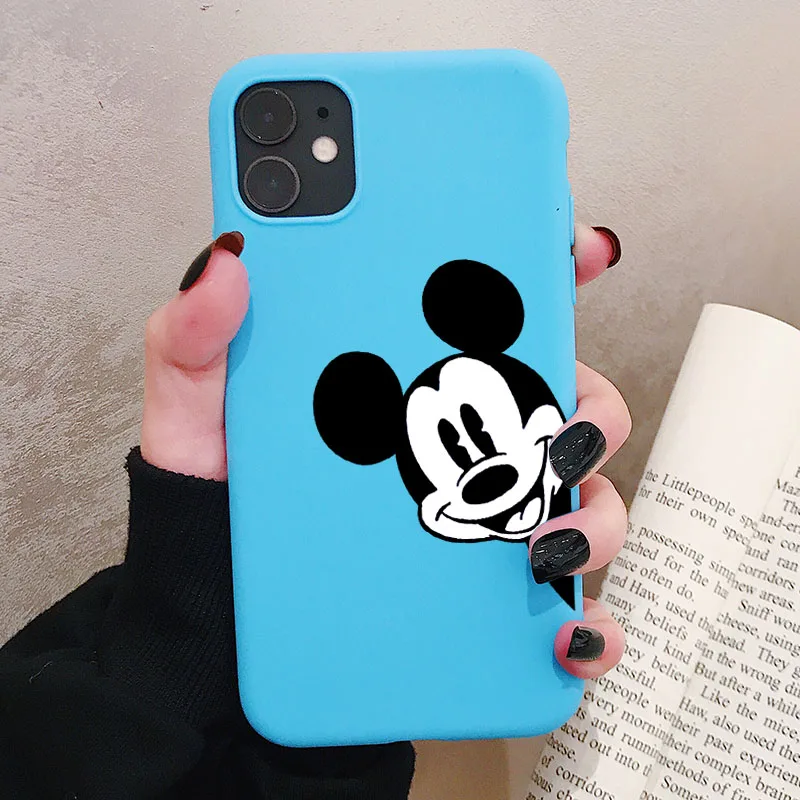 P1Blue Чехол для телефона iPhone 11 Pro XR X Xs Max 8 7 6 Plus 6S 5S SE матовый Силиконовый чехол с мультяшной мышкой мягкая задняя крышка - Цвет: P1Blue