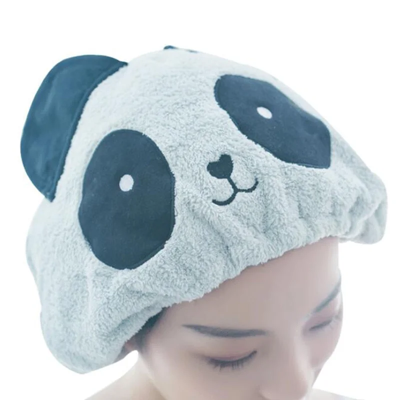 1 шт. милые быстросохнущие банные полотенца с пандой шапка из микрофибры мягкое
