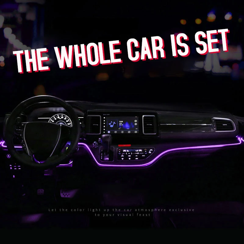 

Strip LED Cars Optical Fiber Mood Light 12V RGB Light Mood Lamp Sound Sensor Wireless Decoration Caravan Auto Ambient Lamp New