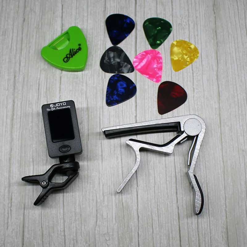 Набор инструментов тюнер для гитары + каподастр искусство 7 целлулоидных