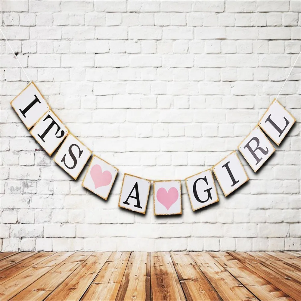 IT IS A GIRL banner Реквизит для фотобудки детский душ для девочки розовый реквизит для фотобудки набор для самостоятельной сборки детский душ Babyshower украшение на день рождения - Цвет: IT IS A GIRL banner